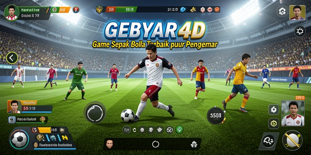 Tampilan gameplay nyata di GEBYAR4D dengan aksi sepak bola yang mendebarkan.