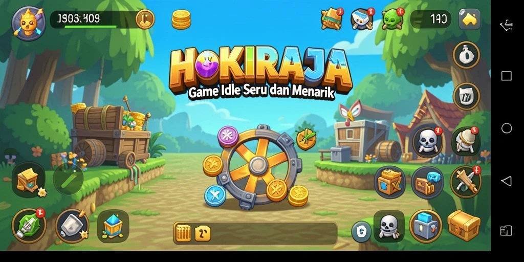 Screenshot gameplay HOKIRAJA yang menunjukkan suasana gameplay Idle yang seru.