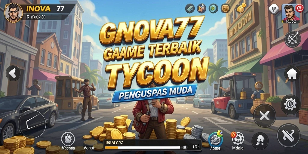 Tampilan gameplay menarik dari INOVA77 yang menggambarkan keseruan simulasi bisnis.