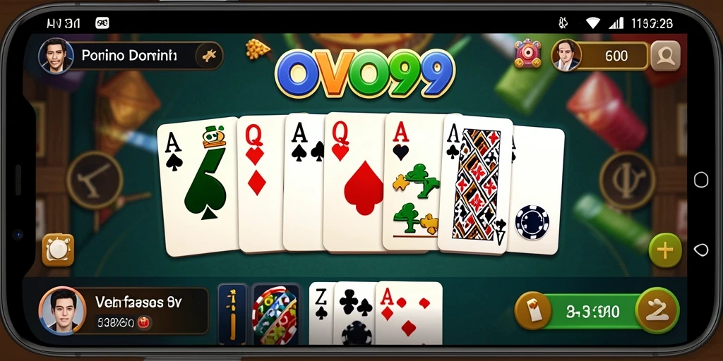 Tampilan gameplay seru dari OVO99 saat bermain Domino.