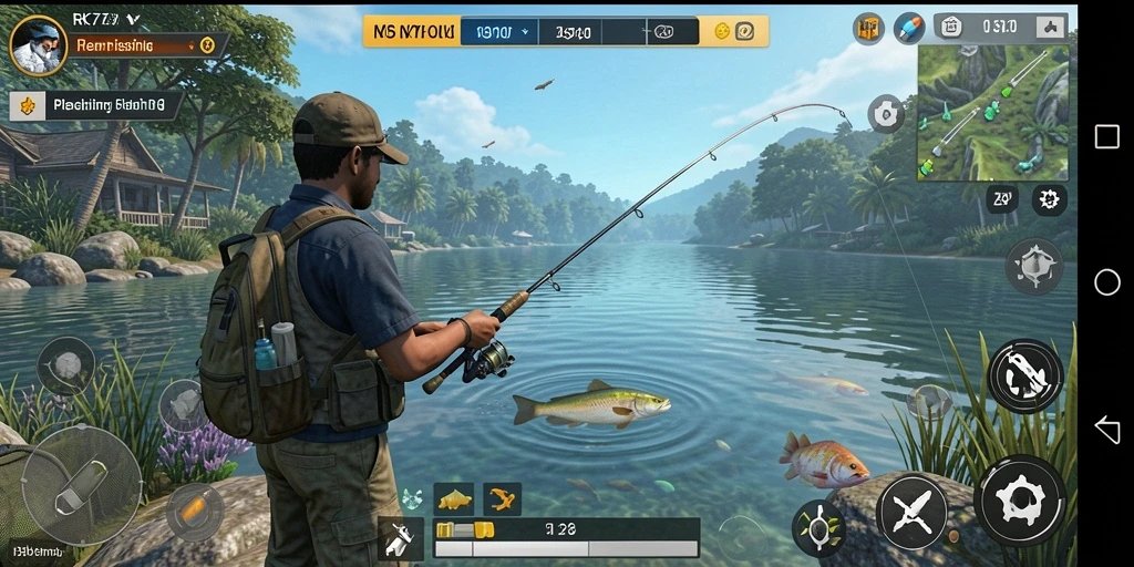 Gameplay memancing yang menakjubkan dengan beragam lokasi dan ikan.