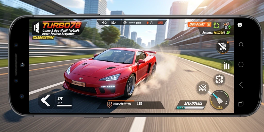 Tampilan gameplay mengasyikkan saat balapan di TURBO78.